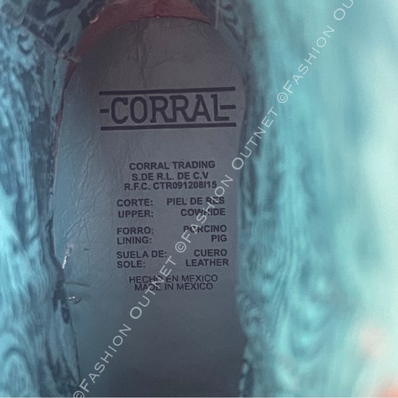 Corral Women's Saddle Cowhide Square Toe Western Boots Denim Embroidery Sz 10 - Picture 15 of 16